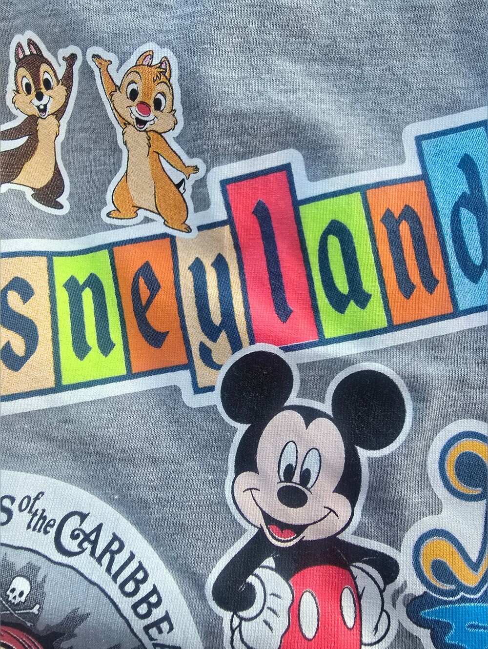 Disney Parks Resorts NWT Retro Sticker Collage Tee. Short Sleeves Gray - Picture 9 of 10